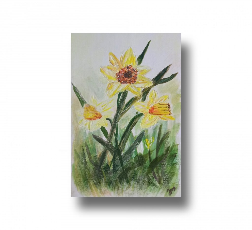 Интерьерная текстурная картина Нарциссы. Май.