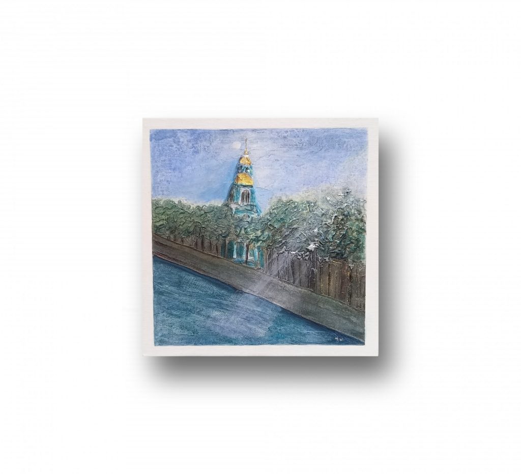 Интерьерная текстурная картина Вид с моста в интерьер