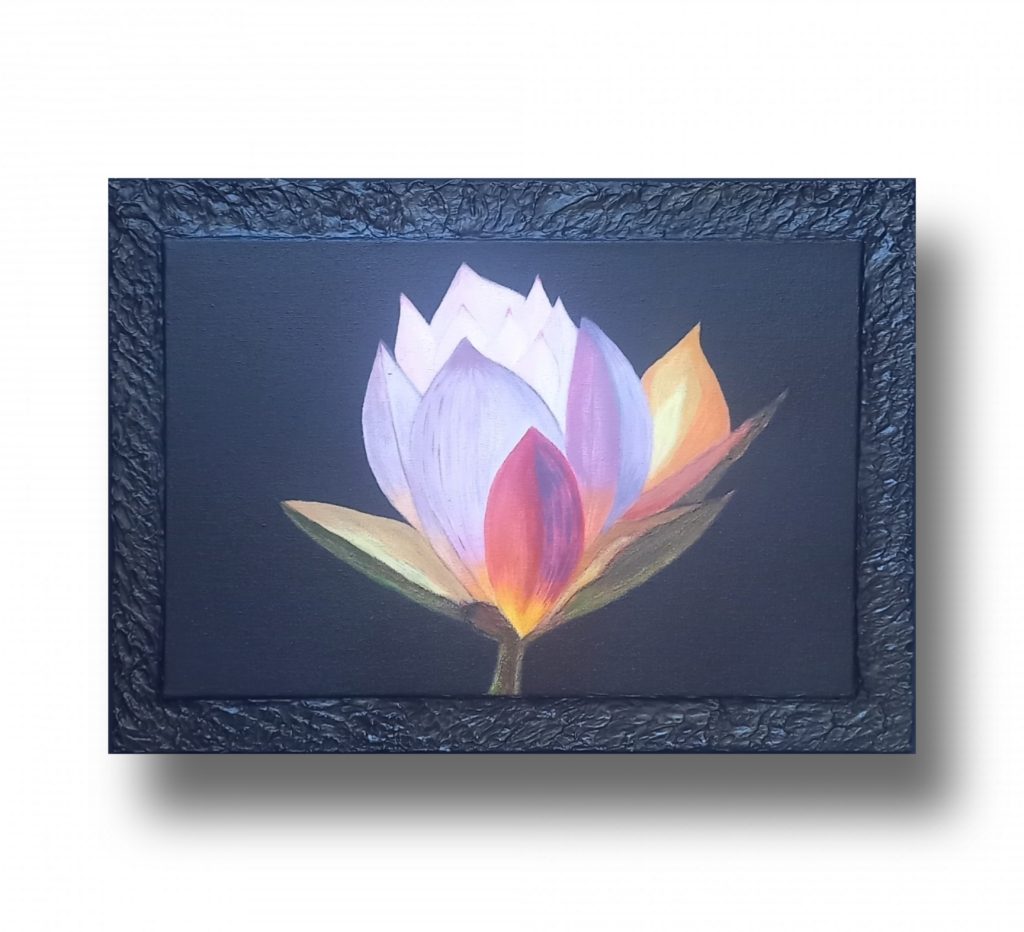 Интерьерная текстурная картина Перламутровый лотос в интерьер