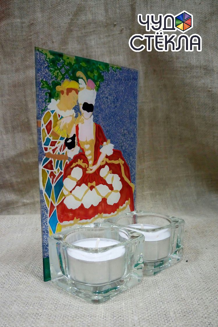 Подсвечник «Арлекин и дама», реплика по К. Сомову