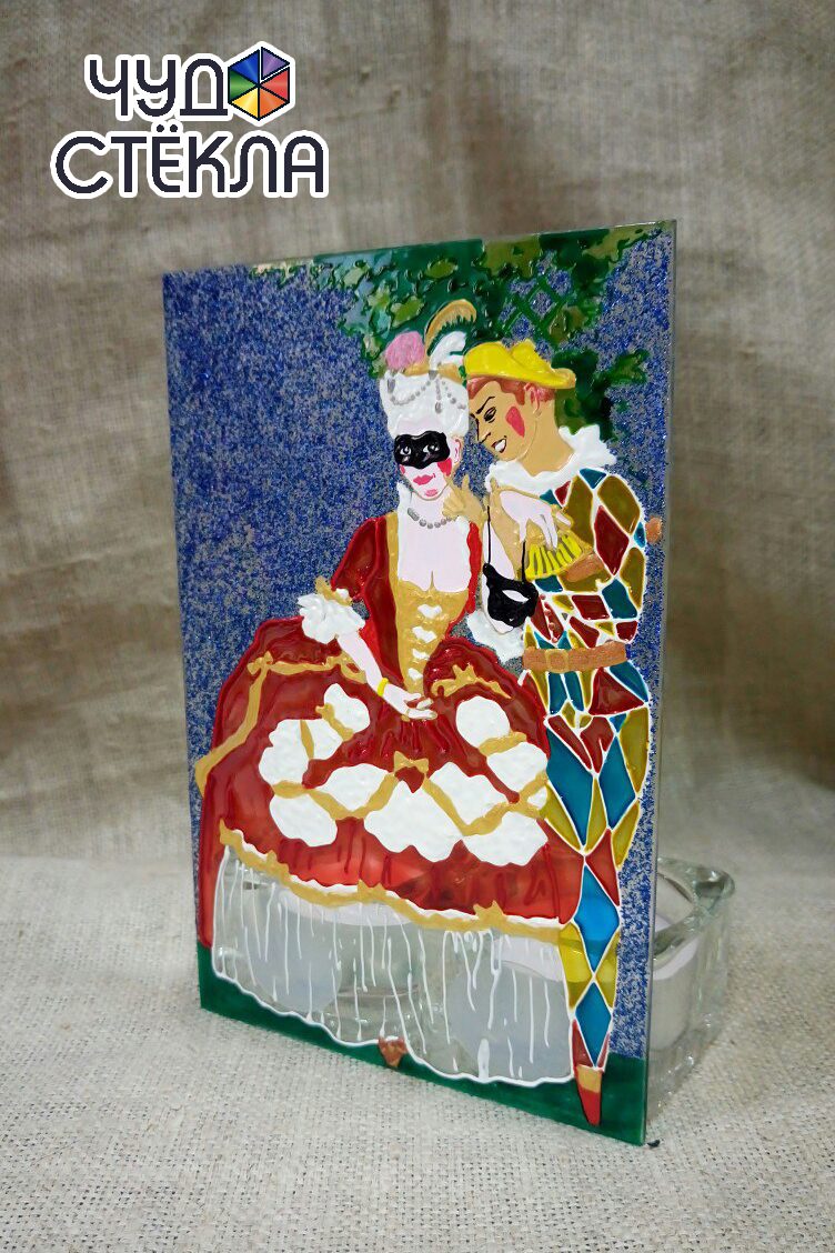 Подсвечник «Арлекин и дама», реплика по К. Сомову