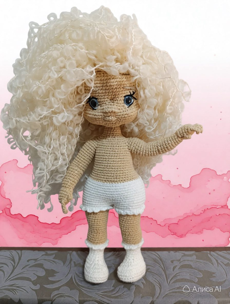 Кукла вязаная с гардеробом