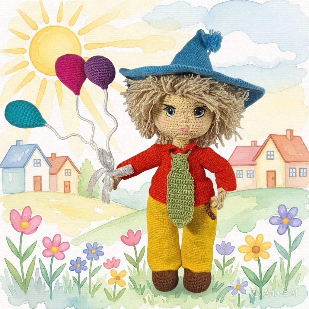 Незнайка Вязаная кукла ручной работы