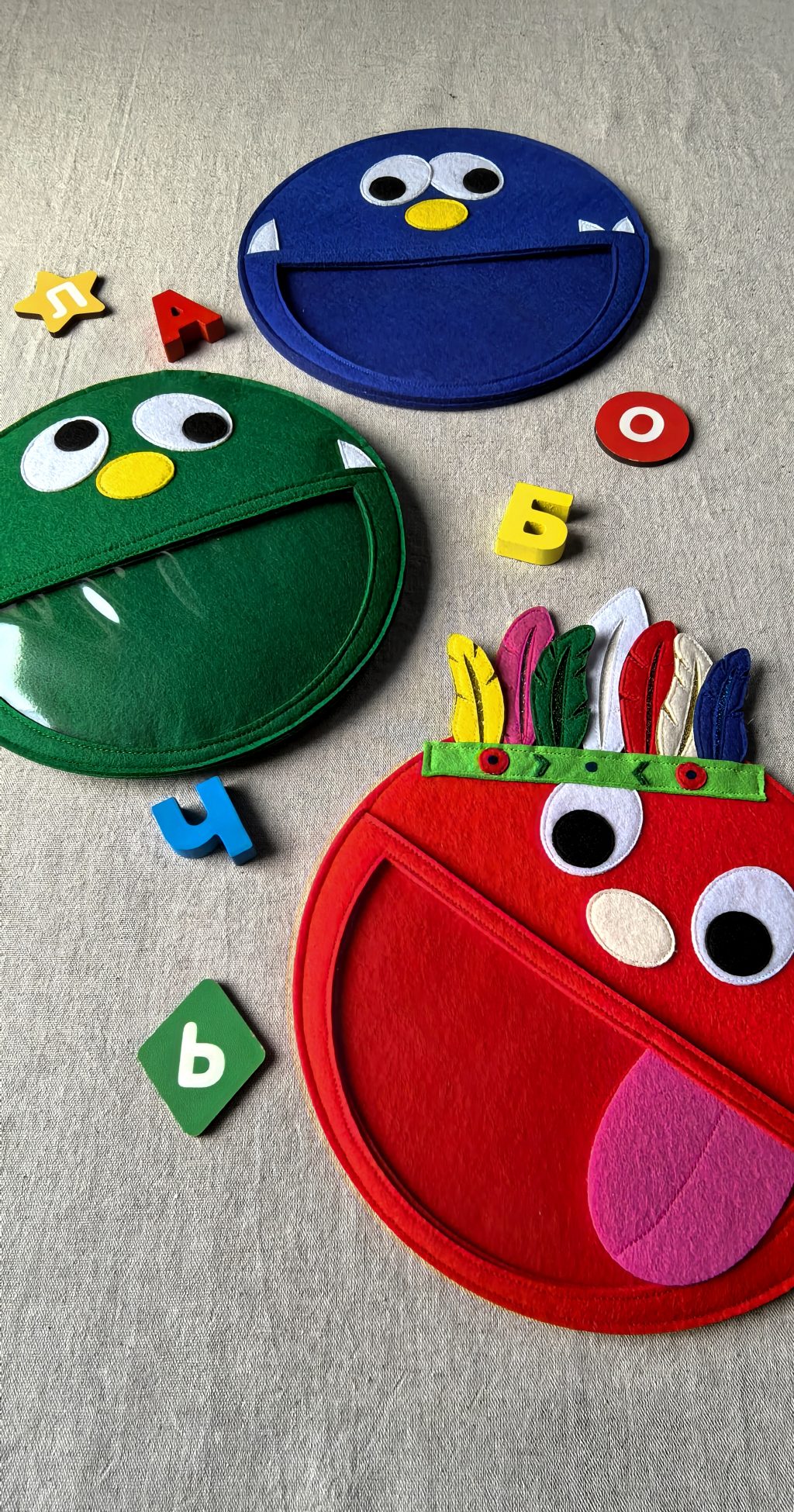 Развивающие Буквоеды из фетра, изучение букв, алфавита