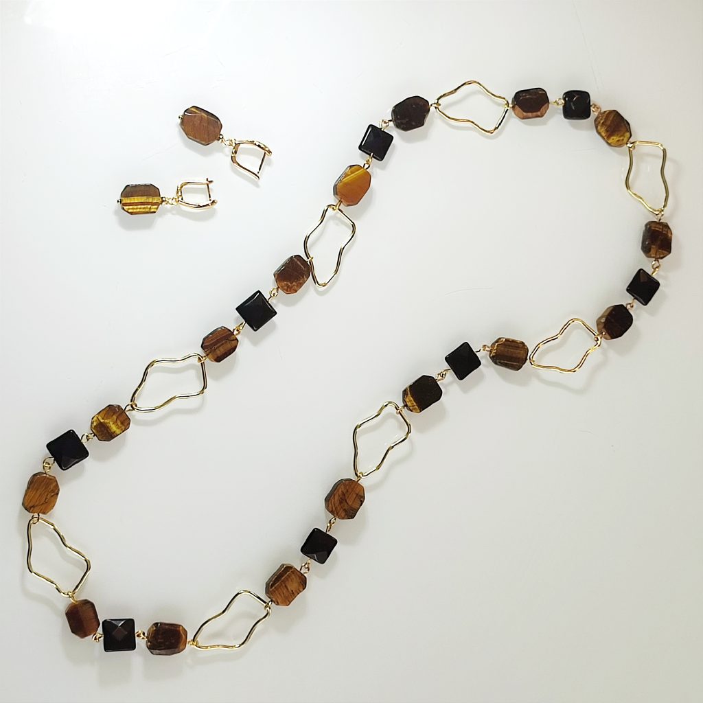 Комплект из тигрового глаза и агата