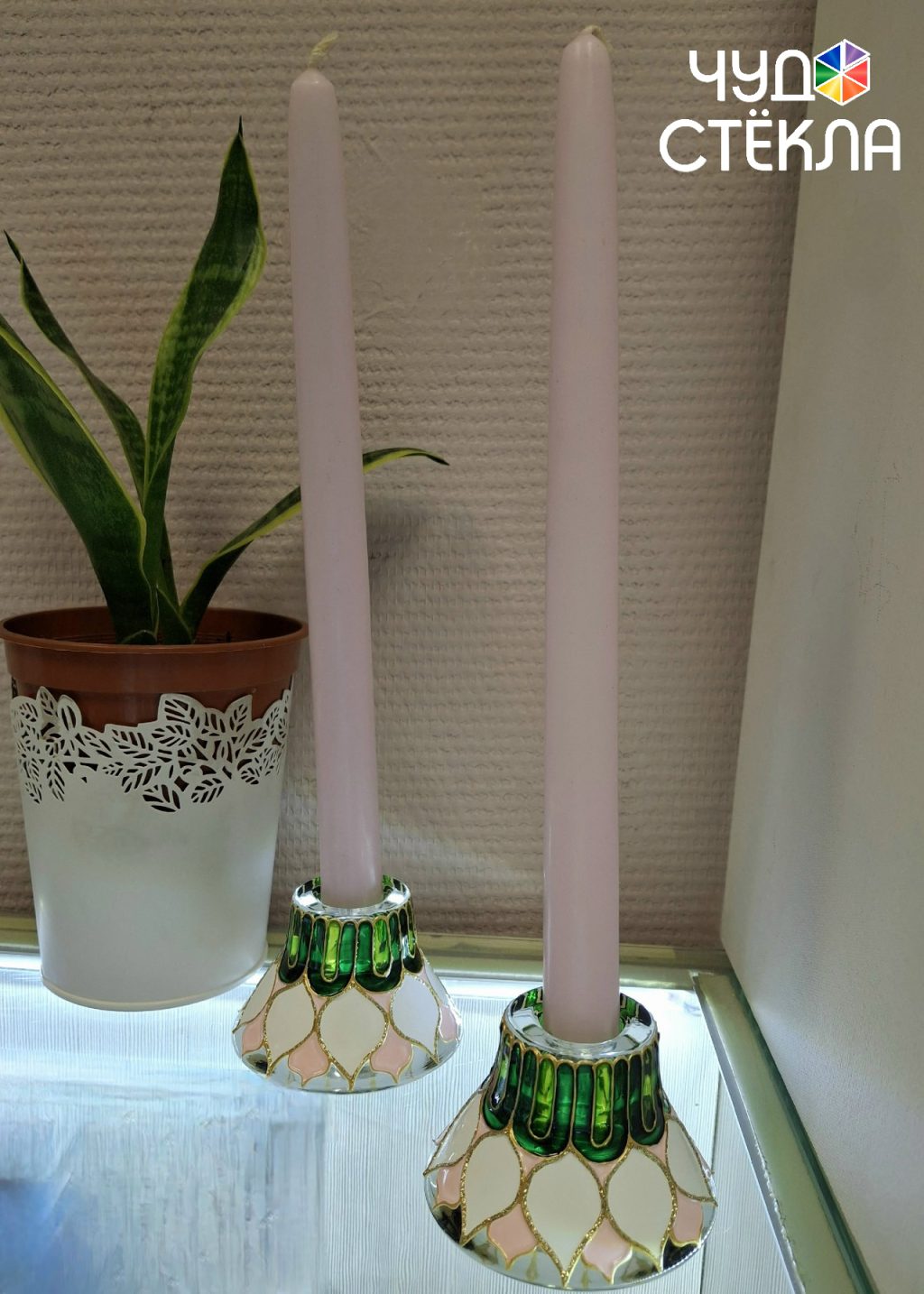 Подсвечник витражный «ЛОТОС»