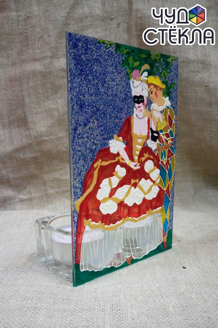 Подсвечник «Арлекин и дама», реплика по К. Сомову