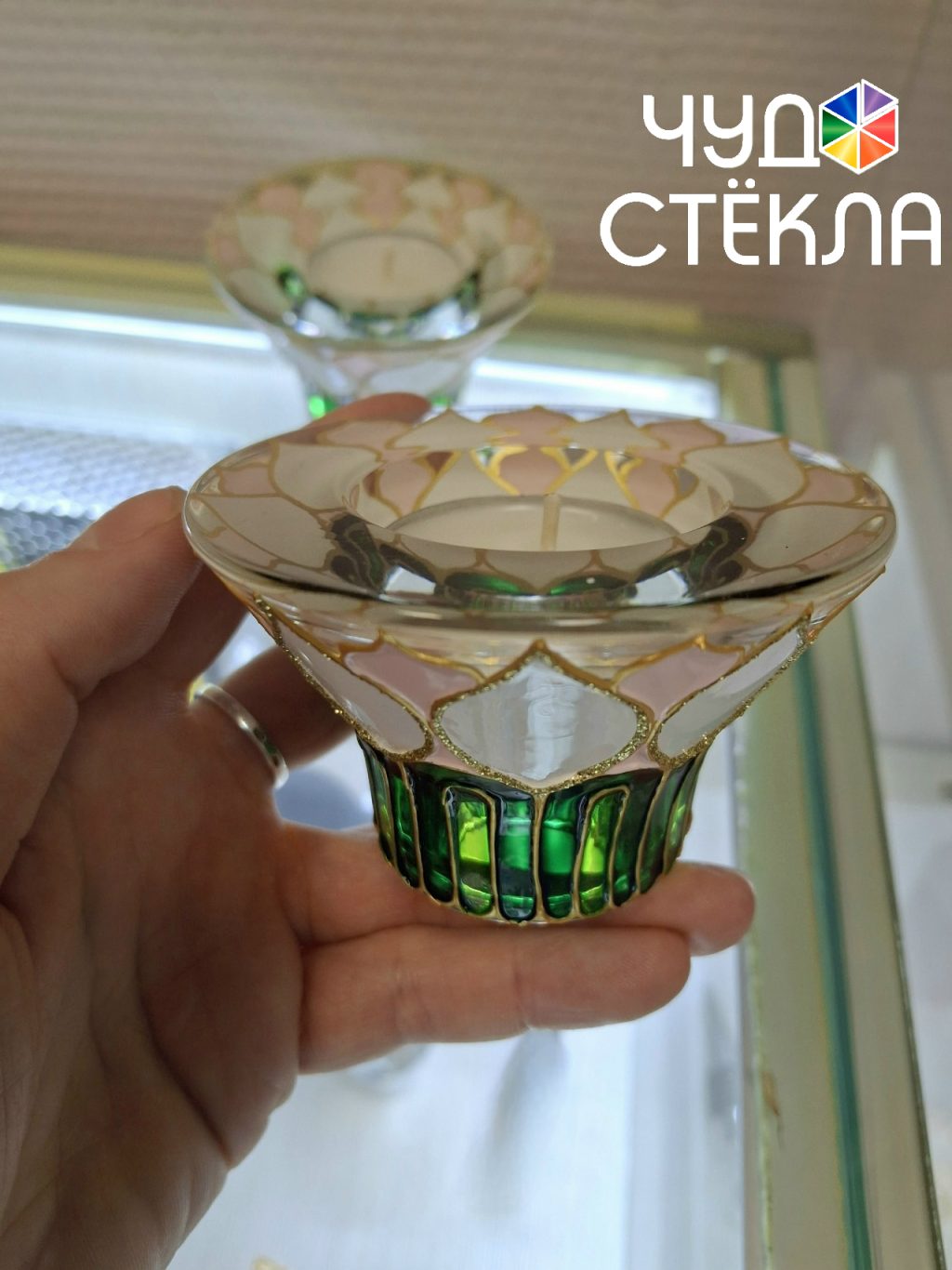 Подсвечник витражный «ЛОТОС»