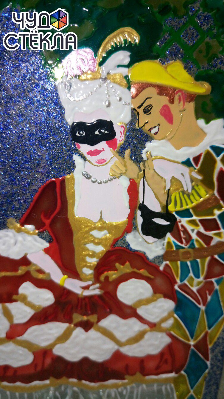 Подсвечник «Арлекин и дама», реплика по К. Сомову