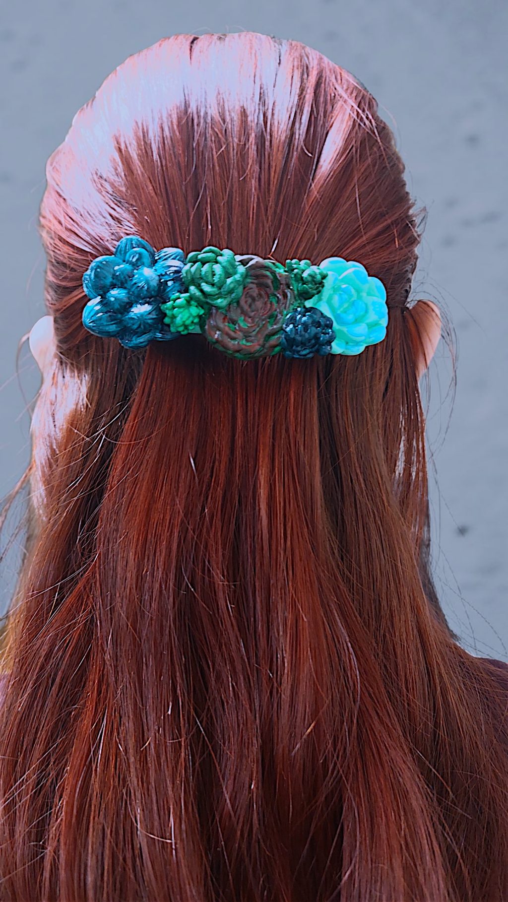 Заколка защёлка с суккулентами