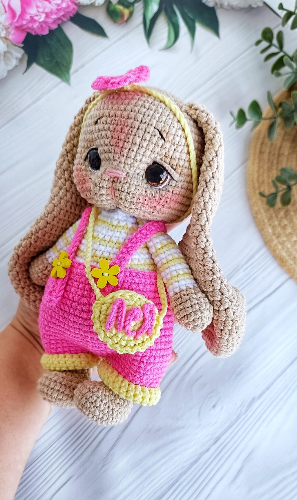 Игрушка Мишка/зайка и другой персонаж именная вязаная ручной работы