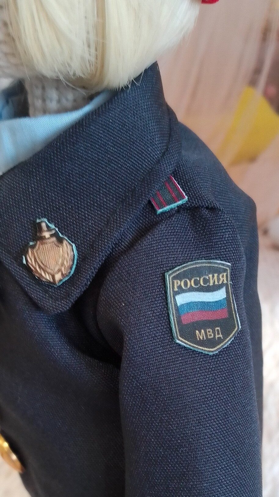 Кукла вязаная Милиционер