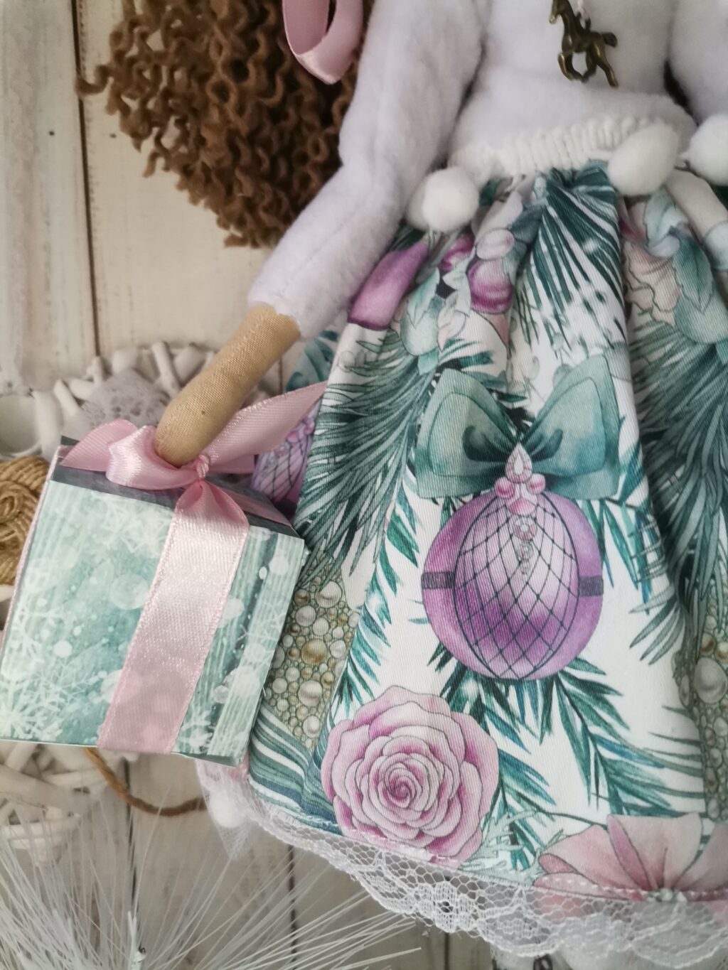 Новогодняя интерьерная кукла тильда Ангел доброго праздника
