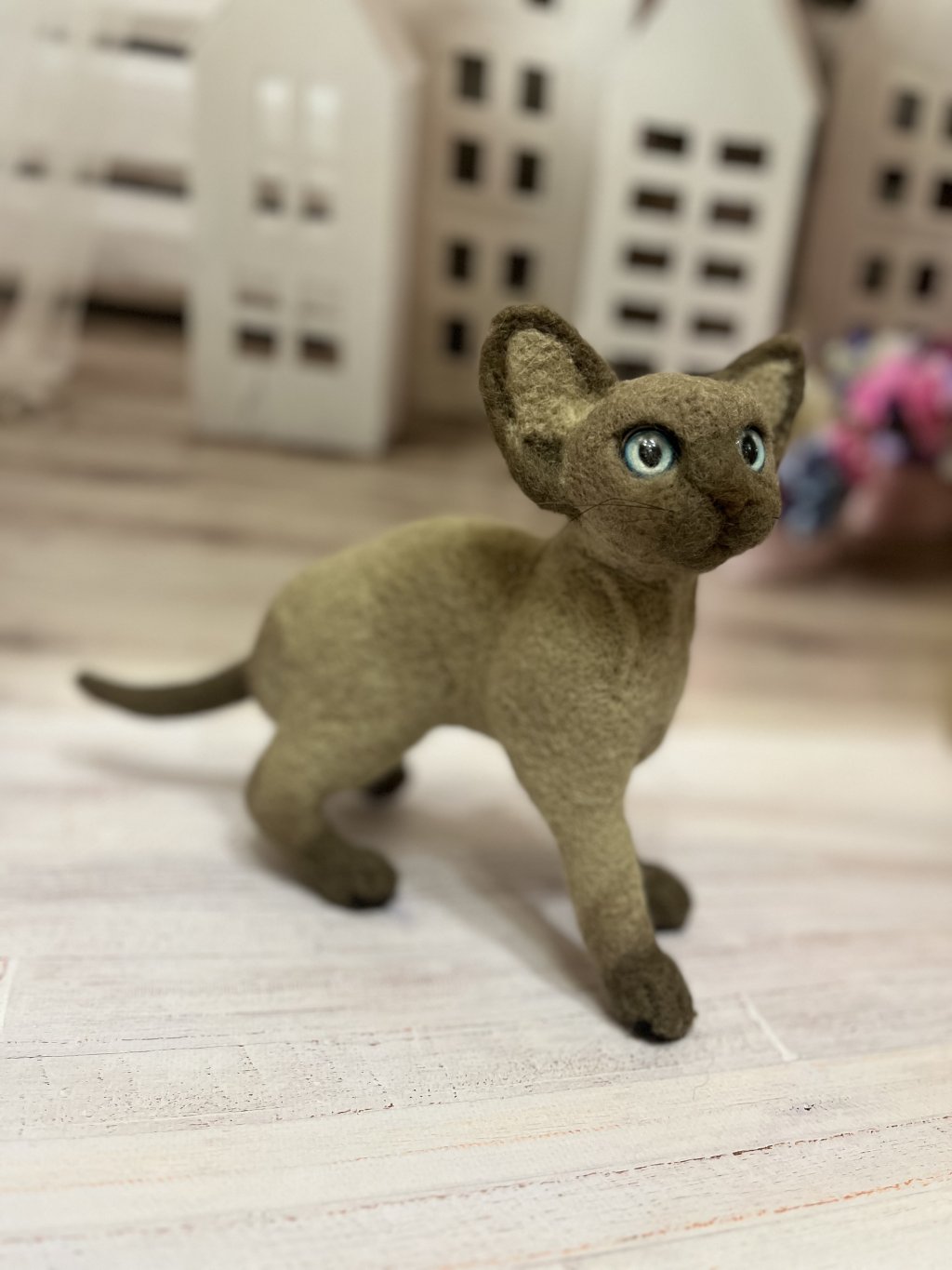 Котенок ориентал. Фигурка из шерсти
