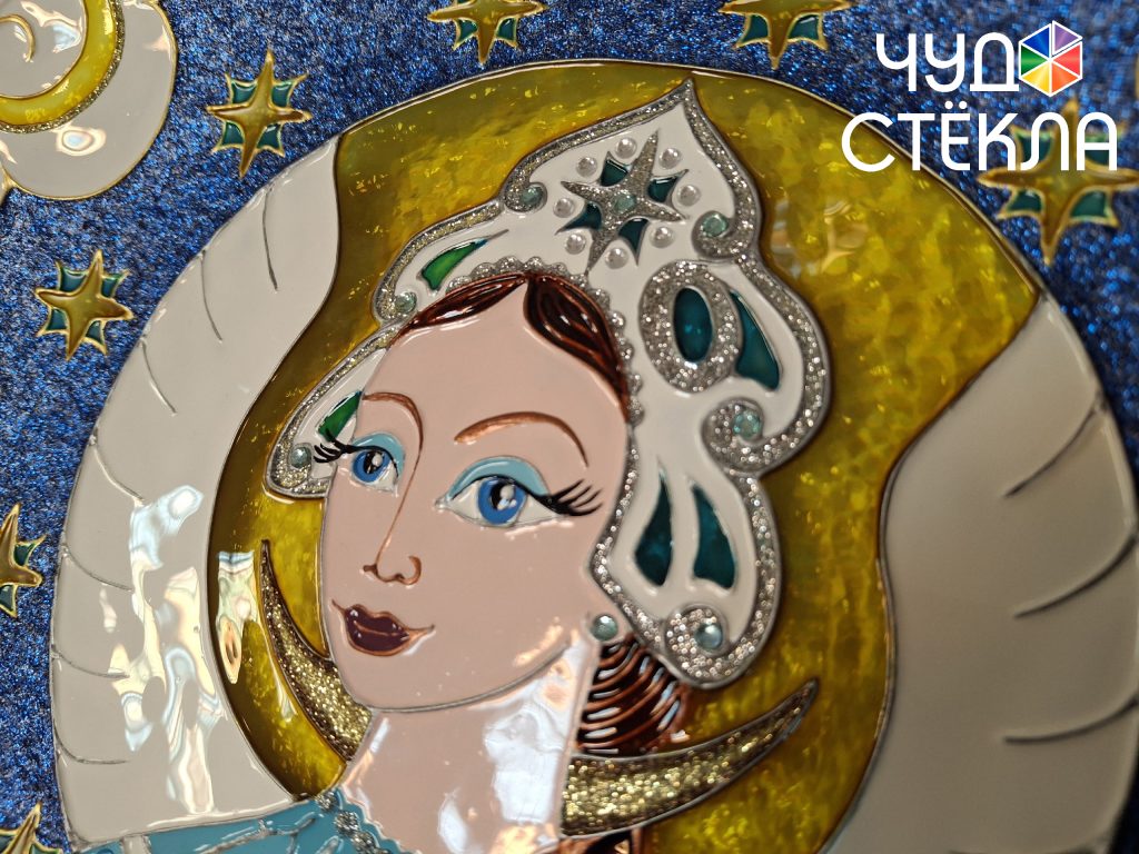 Витражное панно «Царевна Лебедь» Сказки Пушкина