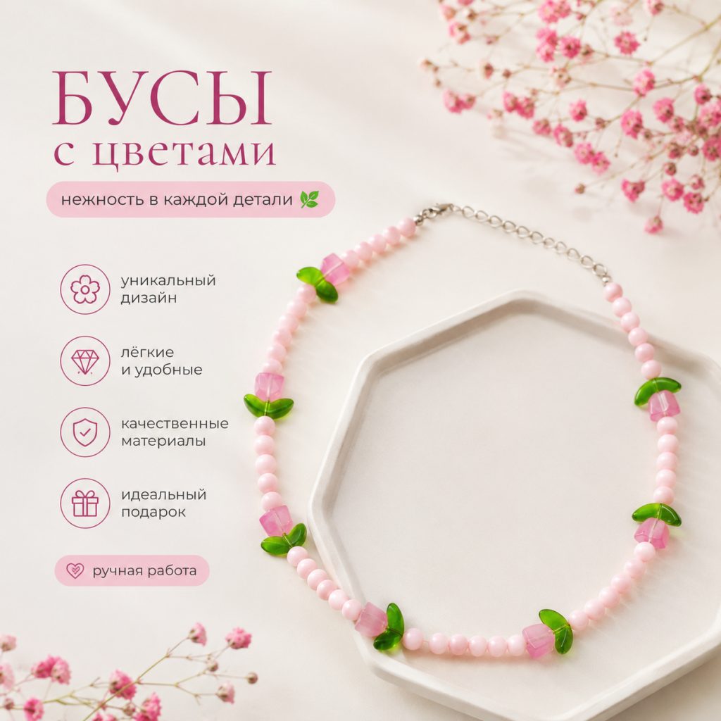 Чокер с тюльпанами