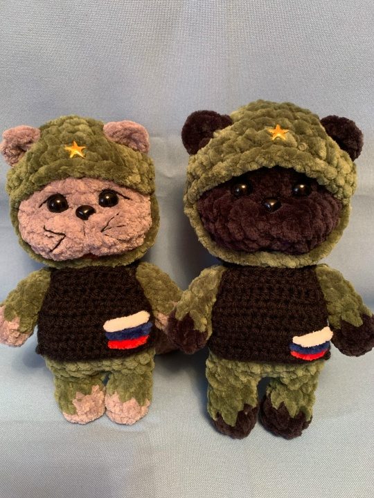 Игрушка-талисман котик светлый военный маленький