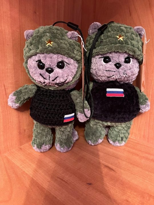 Игрушка-талисман котик военный