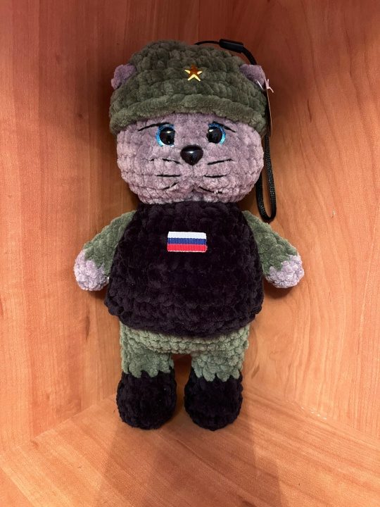 Игрушка-талисман котик военный