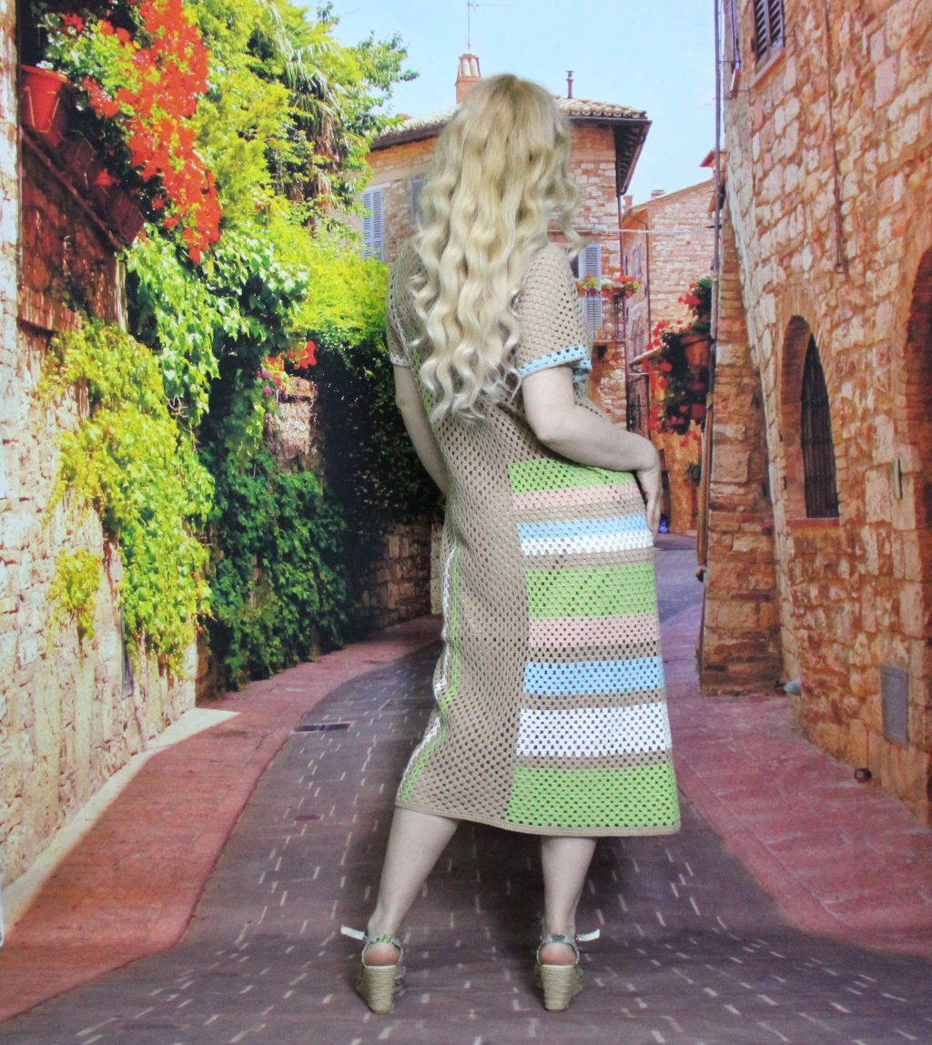 Платье вязанное крючком из хлопка. Платье летнее