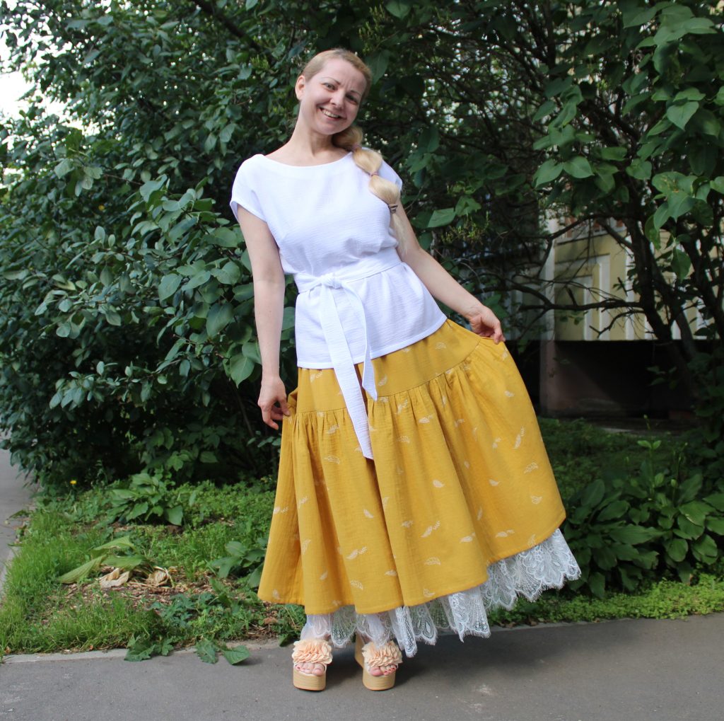 Юбка из муслина с подъюбником.