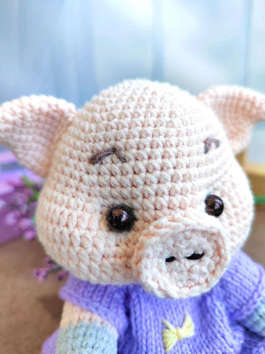 Свинка крючком амигуруми, интерьерная игрушка ручной работы