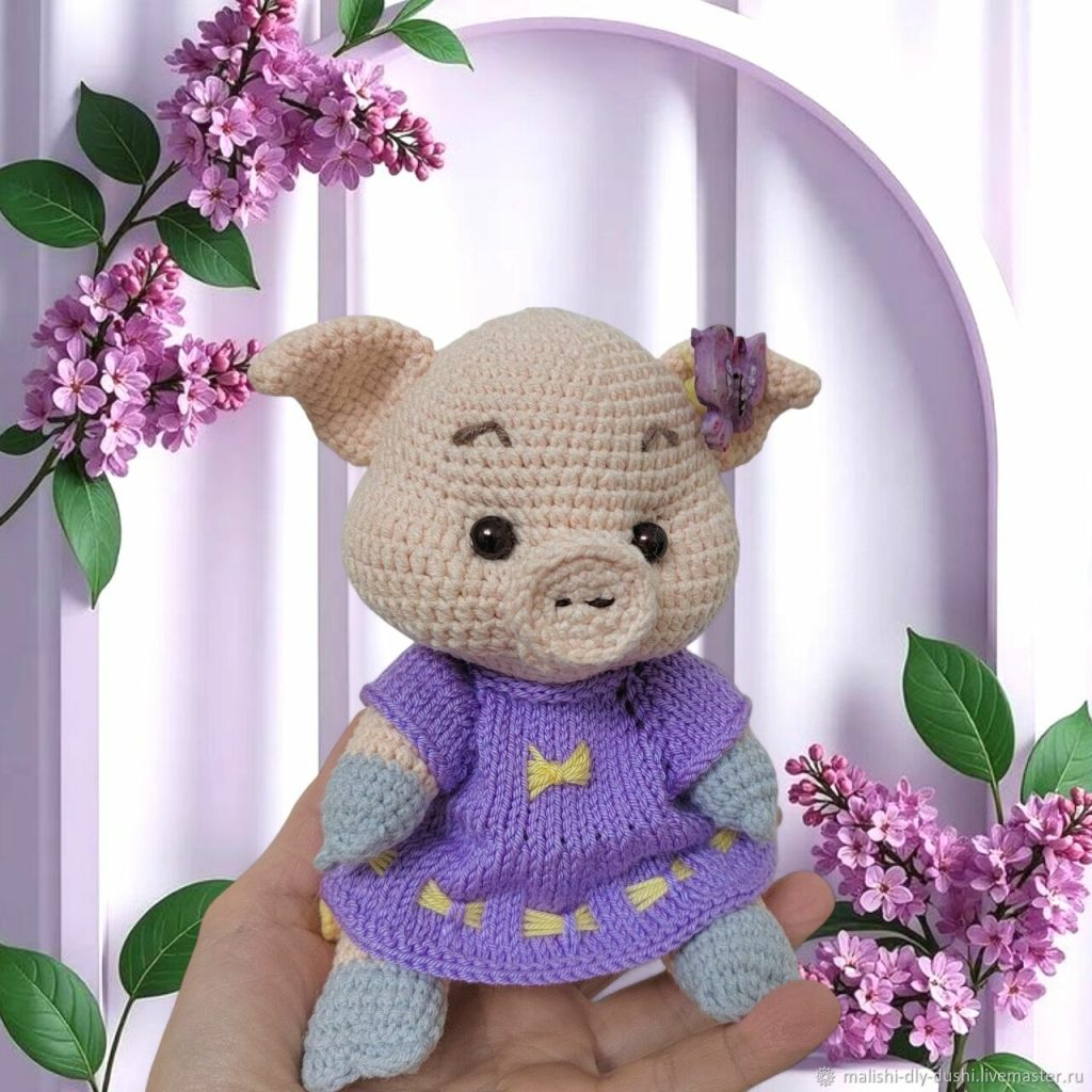 Свинка крючком амигуруми, интерьерная игрушка ручной работы
