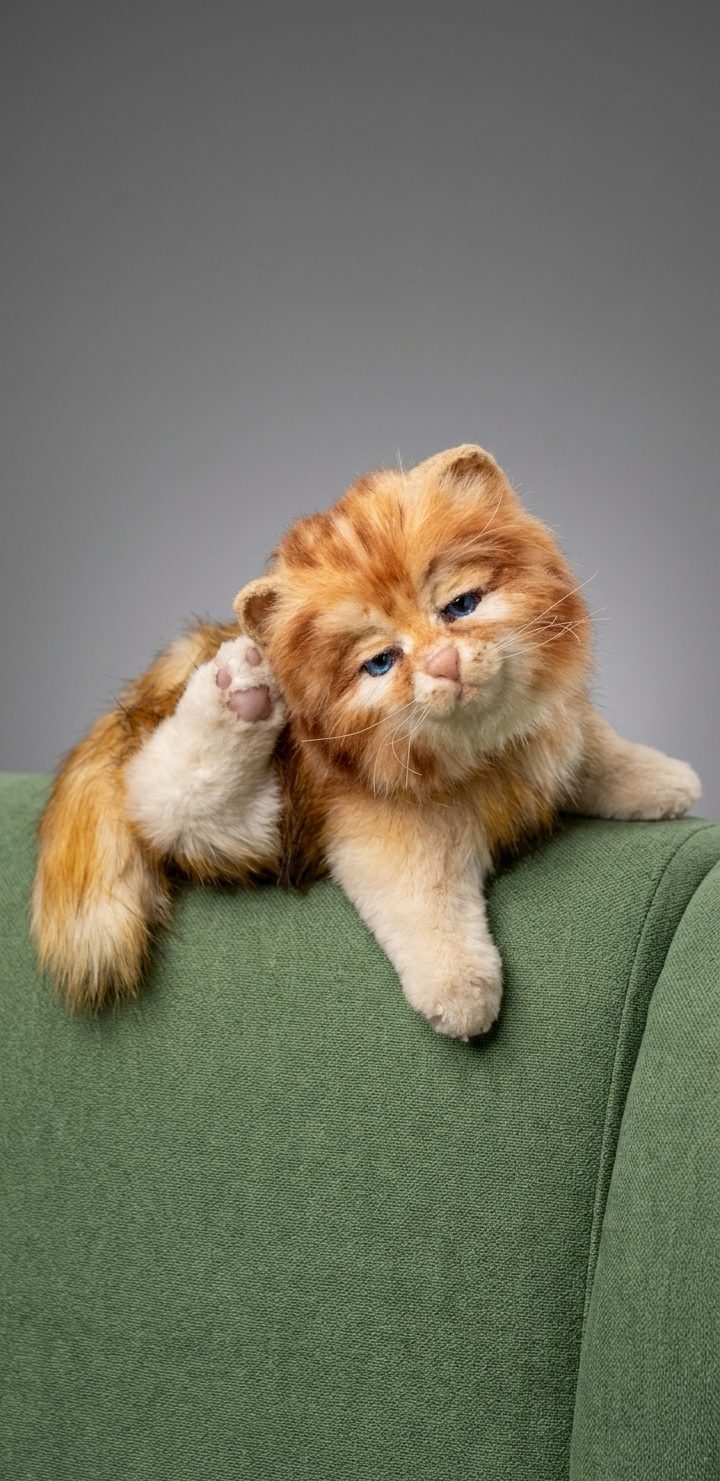 Котенок Рыжик.Меховая интерьерная игрушка.