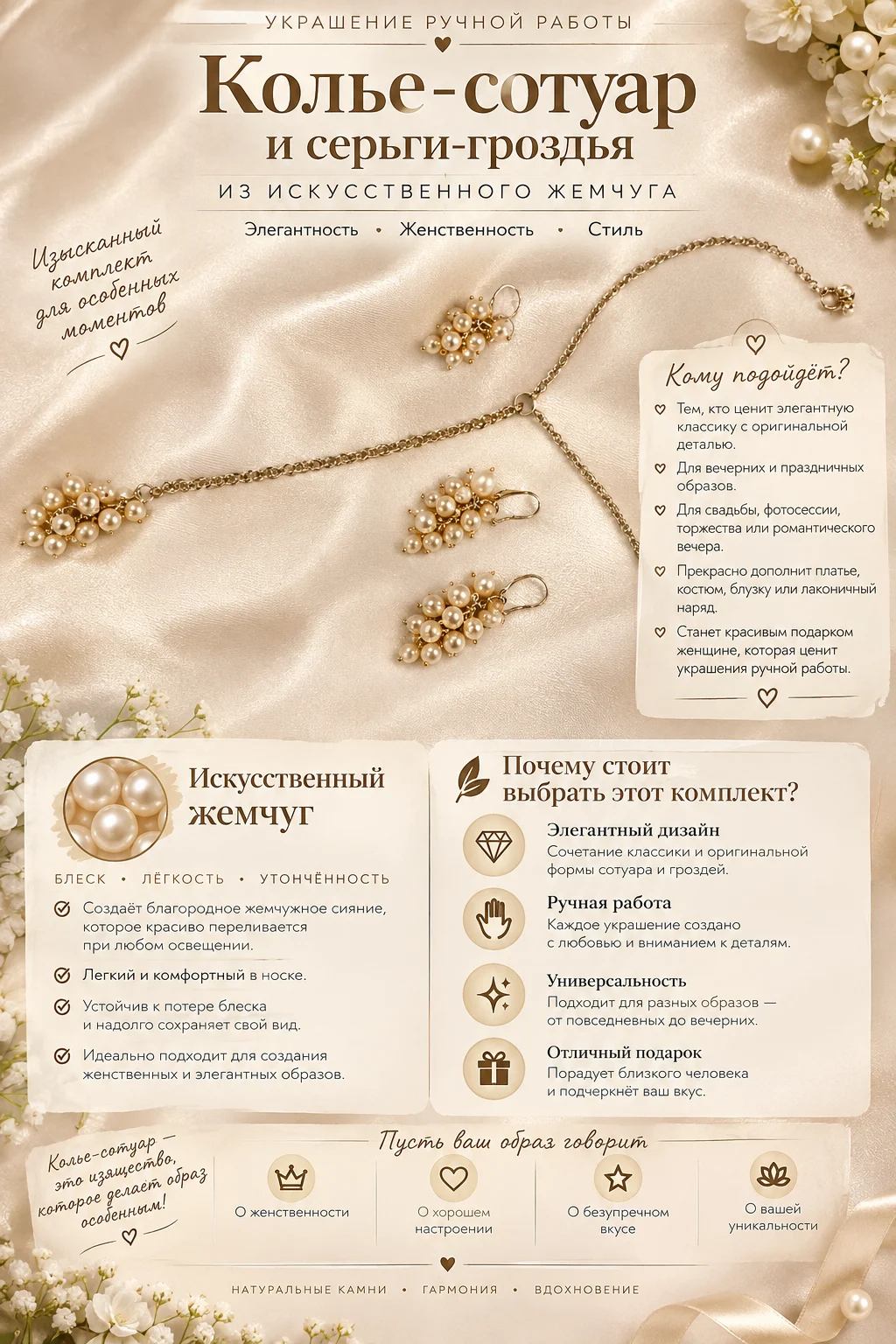 Колье-сотуар и серьги