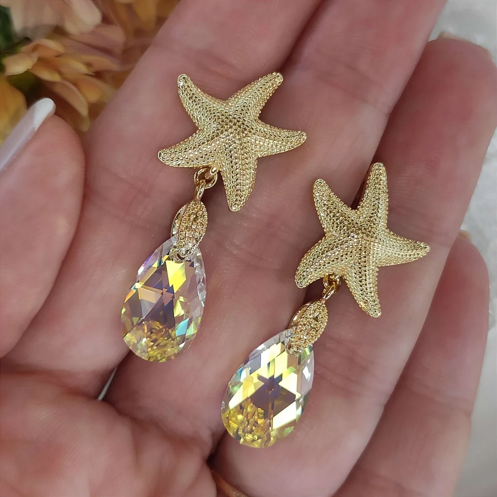 Сверкающие серьги с кристаллами(АВ) «капля»