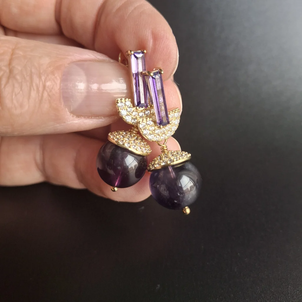 Комплект браслет и серьги из аметиста
